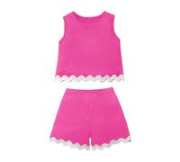 Générique Ensemble décontracté deux pièces pour filles débardeur en dentelle unie et short tenue estivale pour tout-petites et jeunes filles (3Y)