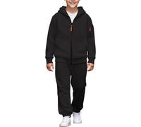 Générique Ensemble décontracté deux pièces pour garçon, couleur unie, confortable au quotidien, en tissu doux, haut et short assortis pour enfants. (Black, 8-9 Years)
