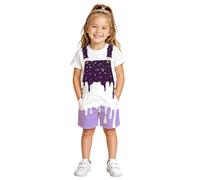 Générique Ensemble d'été bébé Fille Combinaison Courte Glace imprimée Salopette, Tenue décontractée légère en Coton Doux pour Tout-Petit, Taille 2-13 Ans (Dark Purple, 12-13 Years)