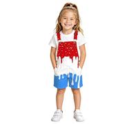 Générique Ensemble d'été bébé Fille Combinaison Courte Glace imprimée Salopette, Tenue décontractée légère en Coton Doux pour Tout-Petit, Taille 2-13 Ans (Red, 10-11 Years)