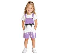 Générique Ensemble d'été bébé Fille Combinaison Courte Glace imprimée Salopette, Tenue décontractée légère en Coton Doux pour Tout-Petit, Taille 2-13 Ans (Purple, 8-9 Years)