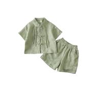 Générique Ensemble d'été décontracté à manches courtes deux pièces pour garçons, idéal pour les tout-petits et les enfants. Confortable et respirant. (Green, 3-4 Years)