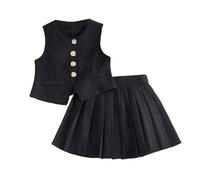 Générique Ensemble d'été Deux pièces pour Filles débardeur stylé et Jupe plissée en vêtements décontractés Confortables