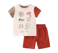 Générique Ensemble d'été deux pièces pour garçons, tenue élégante à manches courtes pour enfants, vêtements tendance pour tout-petits, mode cool pour bébé (Beige, 12-18 Months)