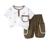Générique Ensemble d'été deux pièces pour tout-petit garçon, tenue légère à manches courtes au design minimaliste (Green, 12-24 Months)