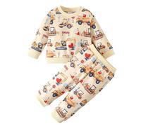 Générique Ensemble Deux pièces bébé garçon Fille idéal Saint-Valentin avec Impression Tracteur et Motifs cœurs Haut Pantalon Confortable