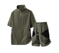 Générique Ensemble Deux Pièces Homme Été Confortable Chemise Manches Courtes Short Ample Sport Décontracté pour Loisirs Quotidien (Green, XXL)