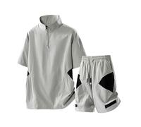 Générique Ensemble Deux Pièces Homme Été Confortable Chemise Manches Courtes Short Ample Sport Décontracté pour Loisirs Quotidien (Light Gray, XXXXXXXXL)