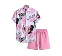Générique Ensemble Deux Pièces Homme pour Été Décontracté Chemise Légère Manches Courtes et Short Assorti Tissu Extensible Confortable (S)