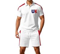 Générique Ensemble deux pièces pour homme chemise courte et short à boutons motif Jack style décontracté ample confortable bureau ou sortie quotidienne (White, S)