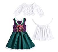 Générique Ensemble Dirndl avec Tablier pour Fille, Déguisement Bavaroise Fille Costume Enfant Bavarois Oktoberfest De Serveuse Allemande Bavaroise pour Traditionnel Bavarois Halloween Party Robe |