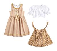 Générique Ensemble Dirndl avec Tablier pour Fille, Robe Déguisement Bavaroise Enfant Fille Costume Traditionnel pour Oktoberfest Vetement Dirndl Robe Allemande Costume Traditionnel De Carnaval |