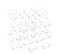 Générique Ensemble D'organisateurs De Tiroirs En Plastique Transparent, 25 Pièces, Organisateur Bureau, Diviseurs, Plateaux, Commode, Bacs Rangement, Séparation For Le Maquillage(Transparent-21Pcs)