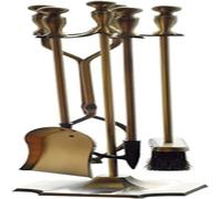 Générique Ensemble d'outils de cheminée en Laiton Comprenant Une Pince, Une Pelle, Une Brosse et Un tisonnier (A)