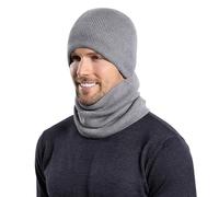 Générique Ensemble Echarpe Bonnet Femme Laine Hiver Pompom Gant Noir Multi-Usage Unisexe Doublure En Polaire Thermique Élastique Bandana Tour De Cou Foulard Cheveux (Grey,Taille unique)