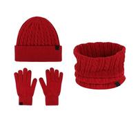 Générique Ensemble Echarpe Bonnet Gant Femme Épais Écharpe 2 En 1 Unisexe Mélangé Tricot Moto Running Ski Snowboard Cagoule Longue Tour De Cou Homme Cache Polaire (Rouge,Taille unique)