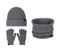 Générique Ensemble Echarpe Bonnet Gant Femme Épais Écharpe 2 En 1 Unisexe Mélangé Tricot Moto Running Ski Snowboard Cagoule Longue Tour De Cou Homme Cache Polaire (Grey,Taille unique)