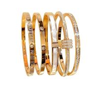 Générique Ensemble Élégant De 5 Bracelets En Acier Inoxydable, Design Classique Et Tendance, Bijoux Anti-ternissure, Finition Polie Durable, Adaptés À Un Usage Quotidien Et Formel (B)