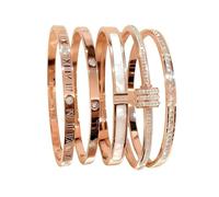 Générique Ensemble Élégant De 5 Bracelets En Acier Inoxydable, Design Classique Et Tendance, Bijoux Anti-ternissure, Finition Polie Durable, Adaptés À Un Usage Quotidien Et Formel (A)