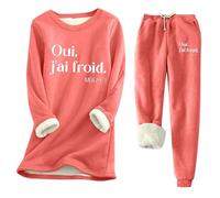 Générique Ensemble élégant de vêtements pour femmes pantalon tailleur confortable en automne et hiver coupe slim bas chaud imprimé épais (Watermelon Red, M)