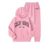 Générique Ensemble Enfant Automne Hiver Survêtement avec Lettre Imprimé Chaud Doublé Sweatshirt Et Pantalon Jogger pour Garçon Fille Idéal Toutes Saisons Confortable(5-6 Years)