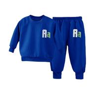 Générique Ensemble Enfant,Boys Long Sleeve Color Block Sweatshirt & Sweatpants Toddler Boy Fall Winter 2 Piece Outfit (Blue 6-12 Months)