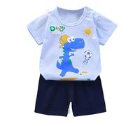 Générique Ensemble Enfant Ensemble 2 pièces pour enfants, haut à manches courtes et short imprimé dessin animé pour garçons et filles (Light Blue, 4-5 Years)