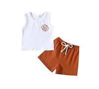 Générique Ensemble Enfant Garcon Ete Ensemble Estival pour Tout-Petits Garçons sans Manches Lettre Imprimée Gilet Short Enfant Tenue Deux Pièces