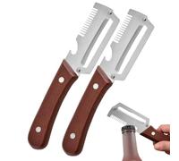 Générique Ensemble Éplucheur De Légumes-Outil De Râpe en Acier Inoxydable De 2 Pièces, Dispositif De Coupe De Poignée en Bois, Ouvre-Bouteille, Trancheuse De Ciboulette, Gadget De Cuisine
