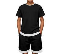 Générique Ensemble Ete Enfant Garcon Age 3-13 ans Tee Shirt Manche Courte Et Short Garçon Séchage Rapide Chic Ample Mignon Confortable Fashion Casual Sport Vacances