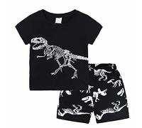 Générique Ensemble Eté Enfant Petit Garçon de 2 Pièces,T-Shirts Manches Courtes Ete Vêtements d'été pour garçons Tenue Mode Confortable Vêtement Manche Courte Chemise Short Les Activités Sportives