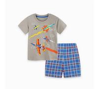 Générique Ensemble Ete Garçon Ensemble Deux Pièces Garçon Été Haut Manches Courtes Imprimé Et Short À Carreaux Parfait pour Les Tout-Petits Et Enfants Tenue Casual Légère avec Style Européen Moderne