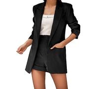 Générique Ensemble Femme Blazer Tailleur+Short de Bureau 2 Pièces Veste de Costume Manteau Blouson Casual Slim Fit pour Affaires Soiree Travail