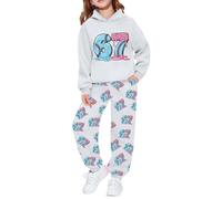 Générique Ensemble Femme Fille Polaire Hiver, Tenue Décontractée Sweat Capuche Jogging, Survêtement Doux et Confortable, Vêtement Enfant Imprimé Glacé(Grey, 10-11 Years)