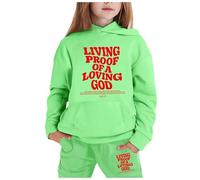 Générique Ensemble Fille A La Mode Decontracte Hauts Garçons Sweat À Capuche Pantalons De Sport Confortable Vêtements Tenue Habit Bébé Naissance Garçon Costume Loisirs (Light Vert,4-5 ans)