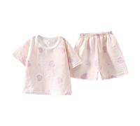 Générique Ensemble Fille été Pyjama décontracté Manches Courtes Short imprimé Dessin animé vêtements Enfants Confortables Loisirs Maison extérieur (5-6 Years)