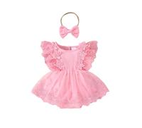 Générique Ensemble Fille Robe Triangulaire en Dentelle sans Manches pour bébé Fille,Douce,en Dentelle,pour Nouveau-né,Robe Portefeuille à Fleurs,été 2024