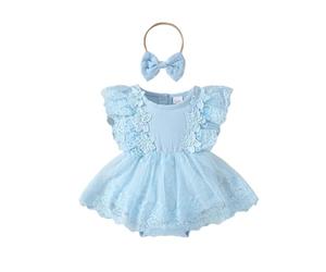 Générique Ensemble Fille Robe Triangulaire en Dentelle sans Manches pour bébé Fille,Douce,en Dentelle,pour Nouveau-né,Robe Portefeuille à Fleurs,été 2024