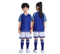 Générique Ensemble Football Enfant Garçon Maillot Short Séchage Rapide Été Léger, Style équipe Junior adapté au Match et Club, pour Footing, échauffement, Sport collectif et détente