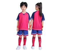 Générique Ensemble Football Enfant Garçon Maillot Short Séchage Rapide Été Léger, Style équipe Junior adapté au Match et Club, pour Footing, échauffement, Sport collectif et détente