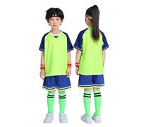 Générique Ensemble Football Enfant Garçon Maillot Short Séchage Rapide Été Léger, Style équipe Junior adapté au Match et Club, pour Footing, échauffement, Sport collectif et détente