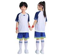 Générique Ensemble Football Enfant Garçon Maillot Short Séchage Rapide Été Léger, Style équipe Junior adapté au Match et Club, pour Footing, échauffement, Sport collectif et détente