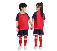 Générique Ensemble Football Enfant Garçon Maillot Short Séchage Rapide Été Léger, Style équipe Junior adapté au Match et Club, pour Footing, échauffement, Sport collectif et détente