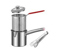 Générique Ensemble Friteuse avec Cuve, Compatible avec Tous Types de Feux, Portable, Antiadhésif, avec Résistance épaisse, avec pinces 1,8L