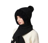 Générique Ensemble Gants Bonnet Écharpe Hiver Homme À Pompon Et Écharpe Femme Pour Sports De Plein Air Ski Quotidien Cadeau D'Hiver Chale Tour Cou Moto Cache Buff (Le noir,Taille unique)