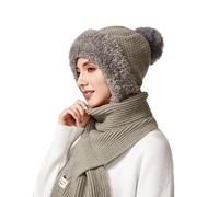 Générique Ensemble Gants Bonnet Écharpe Hiver Homme À Pompon Et Écharpe Femme Pour Sports De Plein Air Ski Quotidien Cadeau D'Hiver Chale Tour Cou Moto Cache Buff (Grey,Taille unique)