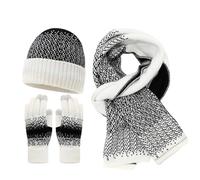 Générique Ensemble Gants Bonnet Écharpe Hiver Homme Chapeau Coupe-Vent Tricotée Chaude Pour Femme Echarpe Et Ski 3 En 1 Set Laine Tour De Cou Multifonction Coupe Vent (Blanc,Taille unique)