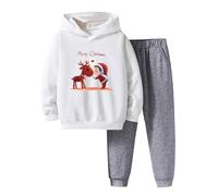 Générique Ensemble Garçon Hiver Noël Sweat-Shirt à Capuche Imprimé Animé Pantalon Confection Bébé Tenue Élégante Confortable Mignon Pratique (Red, 9-10 Years)