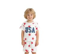 Générique Ensemble garçon Short et Serviette brodée Motif étoiles patriotiques pour célébrations festives et Occasions spéciales (Blue, 6-12 Months)
