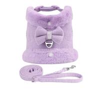 Générique Ensemble Harnais et Laisse for Chien d'hiver Chaud Mignon, Petit Gilet en Fourrure Douce avec nœud Papillon for Carlin, Yorkshire, Rose(Purple,XS)